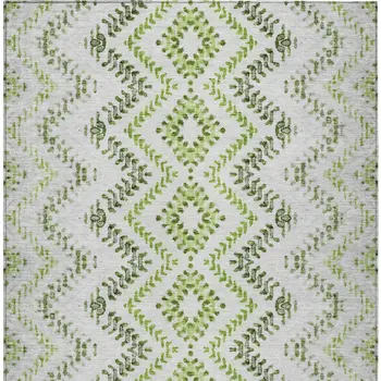 3' X 5' Green Ivory And Gray Geometric Washable Indoor Outdoor Area Rug