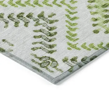 3' X 5' Green Ivory And Gray Geometric Washable Indoor Outdoor Area Rug