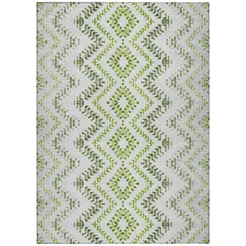 5' X 8' Green Ivory And Gray Geometric Washable Indoor Outdoor Area Rug