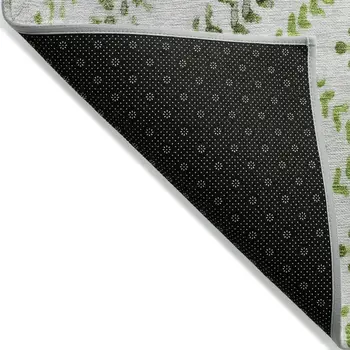 5' X 8' Green Ivory And Gray Geometric Washable Indoor Outdoor Area Rug