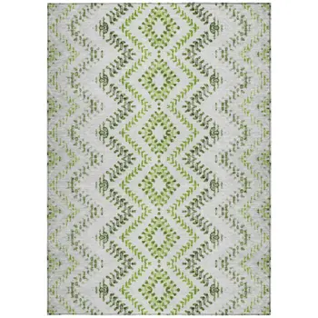 5' X 8' Green Ivory And Gray Geometric Washable Indoor Outdoor Area Rug