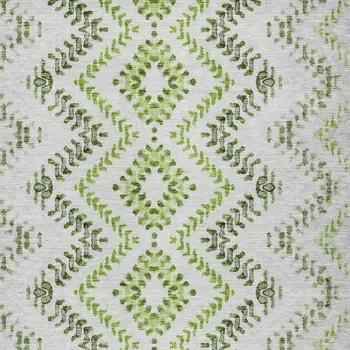 8' X 10' Green Ivory And Gray Geometric Washable Indoor Outdoor Area Rug