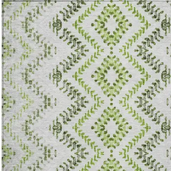 10' X 14' Green Ivory And Gray Geometric Washable Indoor Outdoor Area Rug