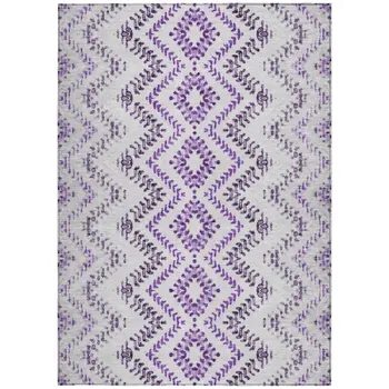 5' X 8' Purple Eggplant And Lavender Geometric Washable Indoor Outdoor Area Rug