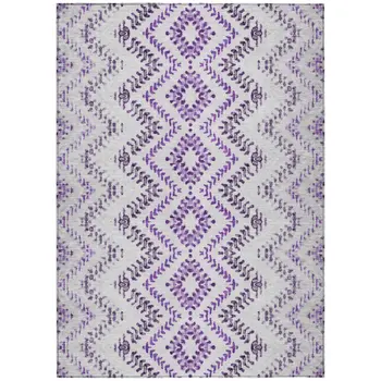 5' X 8' Purple Eggplant And Lavender Geometric Washable Indoor Outdoor Area Rug