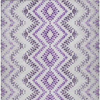 5' X 8' Purple Eggplant And Lavender Geometric Washable Indoor Outdoor Area Rug