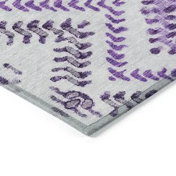 10' X 14' Purple Eggplant And Lavender Geometric Washable Indoor Outdoor Area Rug
