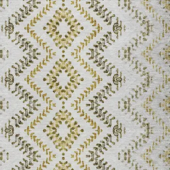 5' X 8' Taupe Brown And Ivory Geometric Washable Indoor Outdoor Area Rug