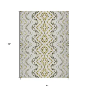8' X 10' Taupe Brown And Ivory Geometric Washable Indoor Outdoor Area Rug