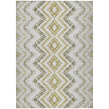8' X 10' Taupe Brown And Ivory Geometric Washable Indoor Outdoor Area Rug