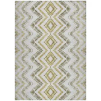 8' X 10' Taupe Brown And Ivory Geometric Washable Indoor Outdoor Area Rug