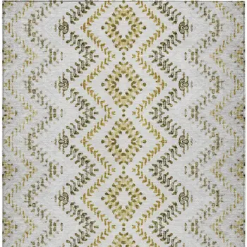 9' X 12' Taupe Brown And Ivory Geometric Washable Indoor Outdoor Area Rug