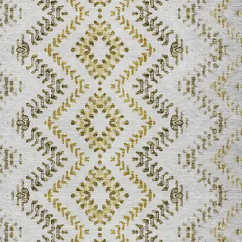 9' X 12' Taupe Brown And Ivory Geometric Washable Indoor Outdoor Area Rug