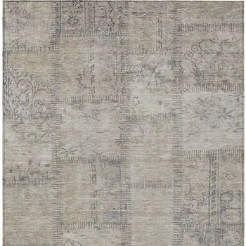 3' X 5' Beige Taupe And Brown Patchwork Washable Indoor Outdoor Area Rug