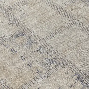 8' Beige Taupe And Brown Round Patchwork Washable Indoor Outdoor Area Rug