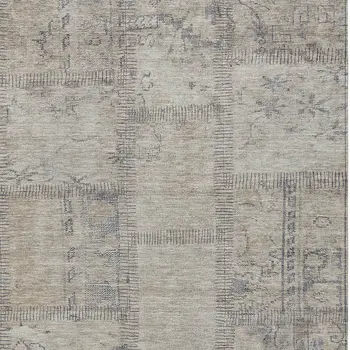 8' X 10' Beige Taupe And Brown Patchwork Washable Indoor Outdoor Area Rug