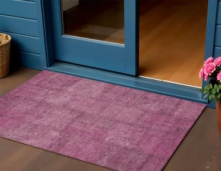 3' X 5' Blush Pink And Mauve Patchwork Washable Indoor Outdoor Area Rug