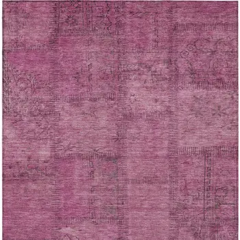 3' X 5' Blush Pink And Mauve Patchwork Washable Indoor Outdoor Area Rug