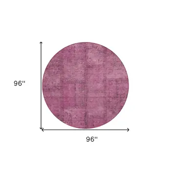 8' Blush Pink And Mauve Round Patchwork Washable Indoor Outdoor Area Rug