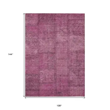 9' X 12' Blush Pink And Mauve Patchwork Washable Indoor Outdoor Area Rug