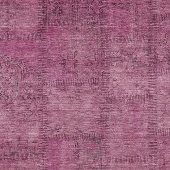 9' X 12' Blush Pink And Mauve Patchwork Washable Indoor Outdoor Area Rug
