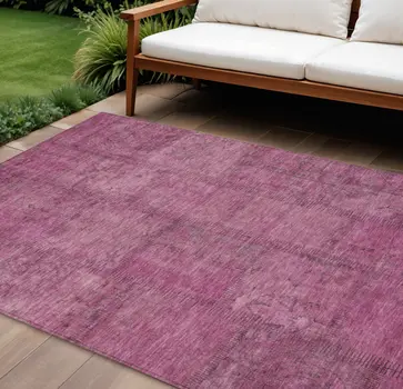 10' X 14' Blush Pink And Mauve Patchwork Washable Indoor Outdoor Area Rug