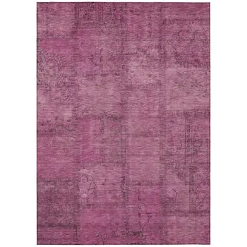 10' X 14' Blush Pink And Mauve Patchwork Washable Indoor Outdoor Area Rug
