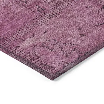 10' X 14' Blush Pink And Mauve Patchwork Washable Indoor Outdoor Area Rug