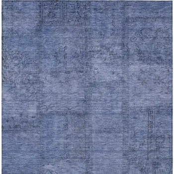 3' X 5' Denim Blue And Sky Blue Patchwork Washable Indoor Outdoor Area Rug