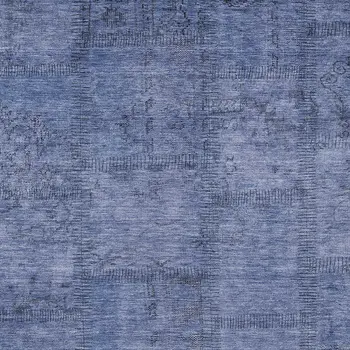 5' X 8' Denim Blue And Sky Blue Patchwork Washable Indoor Outdoor Area Rug