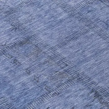 8' Denim Blue And Sky Blue Round Patchwork Washable Indoor Outdoor Area Rug