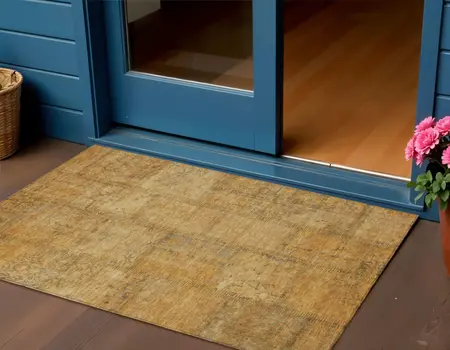 3' X 5' Peach Gray And Charcoal Patchwork Washable Indoor Outdoor Area Rug