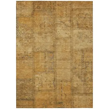 3' X 5' Peach Gray And Charcoal Patchwork Washable Indoor Outdoor Area Rug
