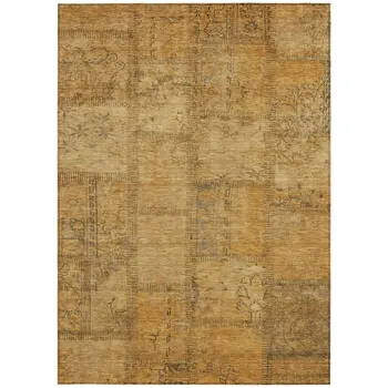 10' X 14' Peach Gray And Charcoal Patchwork Washable Indoor Outdoor Area Rug
