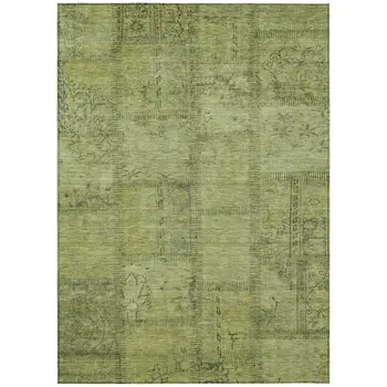 3' X 5' Fern Green And Artichoke Green Patchwork Washable Indoor Outdoor Area Rug