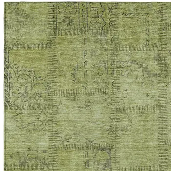 8' X 10' Fern Green And Artichoke Green Patchwork Washable Indoor Outdoor Area Rug
