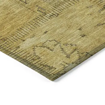 5' X 8' Gold Wheat And Gray Patchwork Washable Indoor Outdoor Area Rug