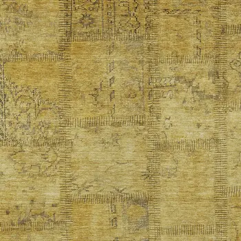 8' X 10' Gold Wheat And Gray Patchwork Washable Indoor Outdoor Area Rug