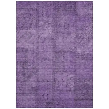 3' X 5' Purple Eggplant And Gray Patchwork Washable Indoor Outdoor Area Rug