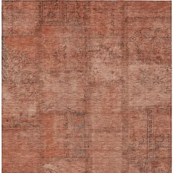 3' X 5' Salmon Copper And Gray Patchwork Washable Indoor Outdoor Area Rug