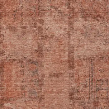 3' X 5' Salmon Copper And Gray Patchwork Washable Indoor Outdoor Area Rug