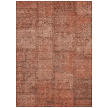 5' X 8' Salmon Copper And Gray Patchwork Washable Indoor Outdoor Area Rug