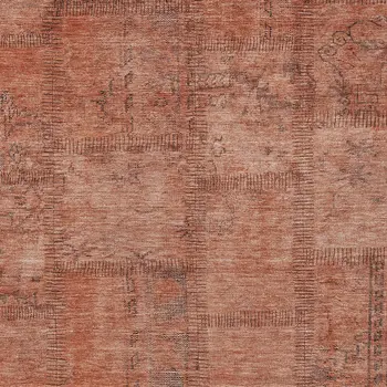 9' X 12' Salmon Copper And Gray Patchwork Washable Indoor Outdoor Area Rug