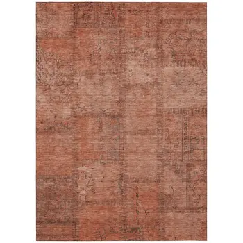10' X 14' Salmon Copper And Gray Patchwork Washable Indoor Outdoor Area Rug
