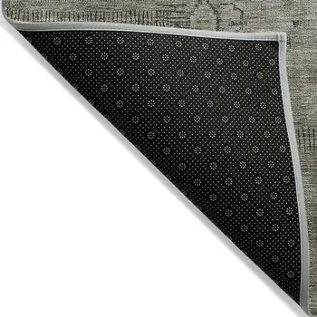 5' X 8' Taupe Brown And Beige Patchwork Washable Indoor Outdoor Area Rug