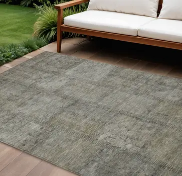 10' X 14' Taupe Brown And Beige Patchwork Washable Indoor Outdoor Area Rug