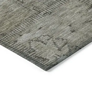 10' X 14' Taupe Brown And Beige Patchwork Washable Indoor Outdoor Area Rug