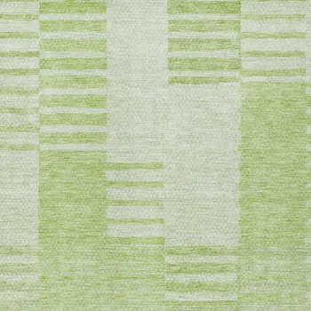 5' X 8' Artichoke Green And Mint Green Striped Washable Indoor Outdoor Area Rug