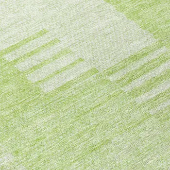 8' Artichoke Green And Mint Green Round Striped Washable Indoor Outdoor Area Rug