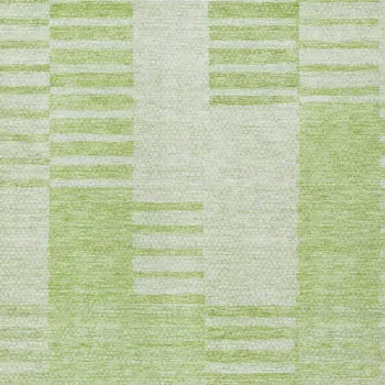 10' X 14' Artichoke Green And Mint Green Striped Washable Indoor Outdoor Area Rug